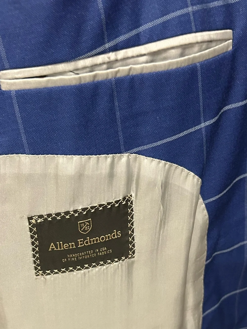 Allen Edmonds Windowpane Blue Men's Blazer Sport Coat